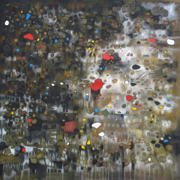 Blaadjes op de stoep 97x97 cm